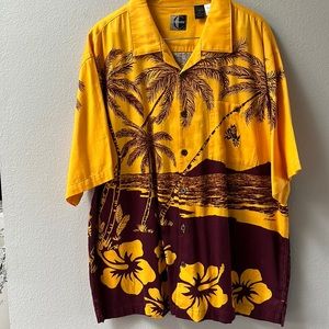 Arizona Sun Devil’s Sparky Maroon & Gold Hawaiian Shirt L  by Chiliwear Vintage